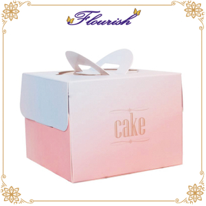Scatola per torta di compleanno rosa e blu sfumato