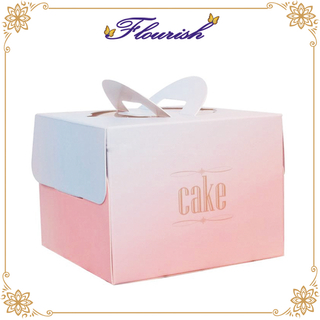 Scatola per torta di compleanno rosa e blu sfumato