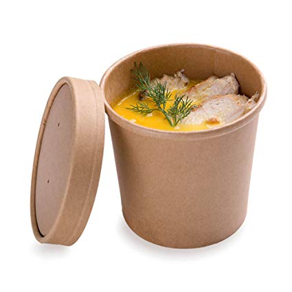 Scatola per il pranzo rotonda riciclabile in carta kraft marrone
