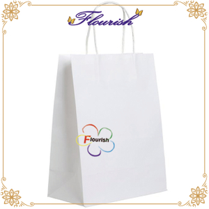 Sacchetto di carta bianco per shopping in tinta unita riciclabile