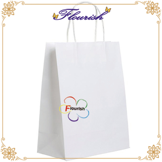Sacchetto di carta bianco per shopping in tinta unita riciclabile