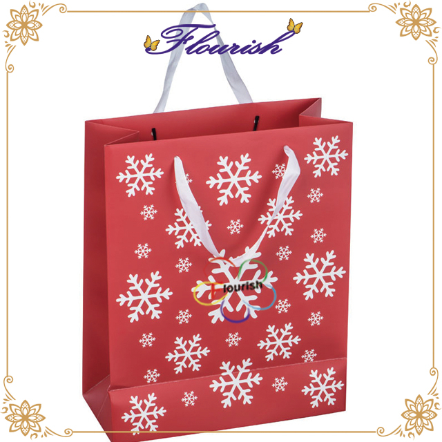 Borsa di Natale rossa con stampa fiocco di neve
