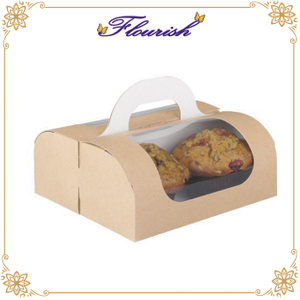Scatola per pane in carta kraft tinta unita per colazione con portatore