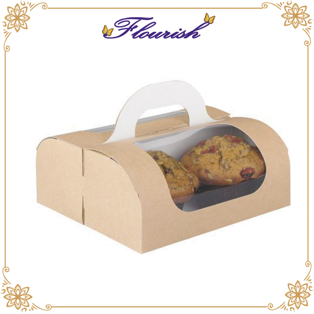 Scatola per pane in carta kraft tinta unita per colazione con portatore