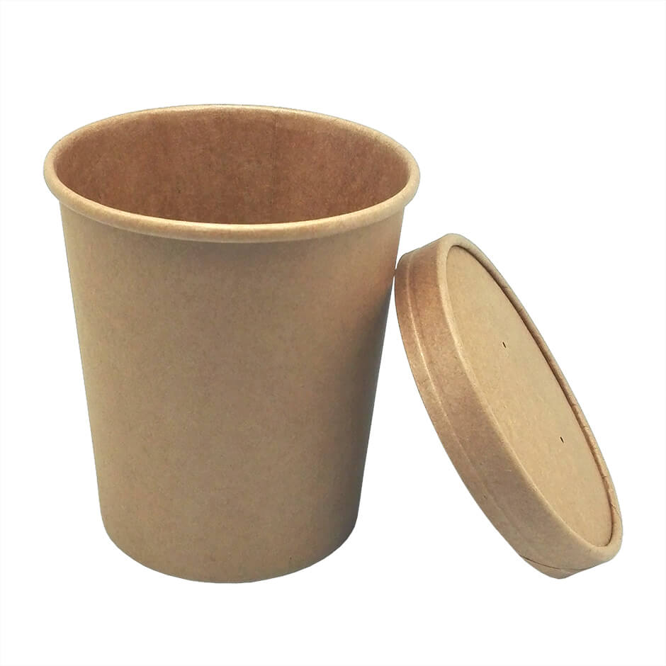 Scatola per il pranzo rotonda riciclabile in carta kraft marrone