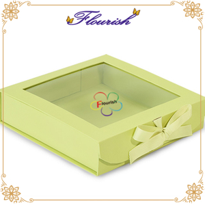 Scatole di imballaggio per regalo in carta di cartone a forma di logo personalizzato con finestra trasparente