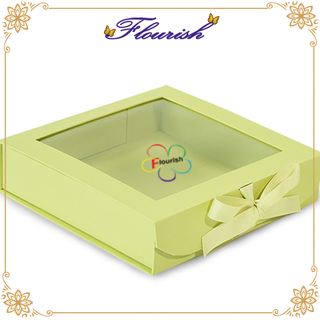 Scatole di imballaggio per regalo in carta di cartone a forma di logo personalizzato con finestra trasparente