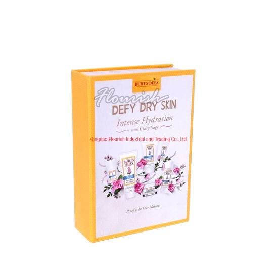 Scatola di cartone d'imballaggio del regalo dei gioielli cosmetici a forma di libro cosmetico di timbratura dell'oro