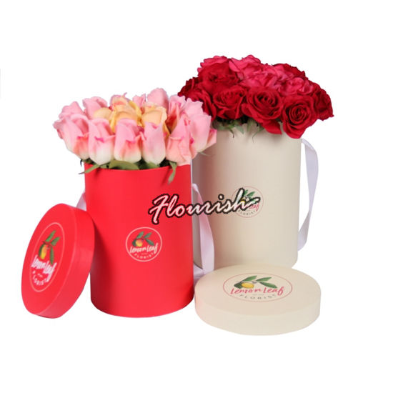 Scatola per matrimonio portatile rotonda in cartone bordeaux fantasia