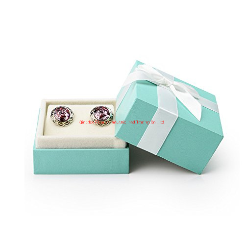 Elegante scatola di carta per orecchini con orecchini a forma di anello per gioielli con coperchio e fiocco