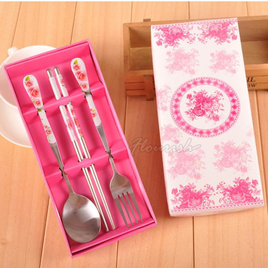 Scatola per cucchiaio e forchetta per utensili da cucina appena sposata in cartone rigido cinese