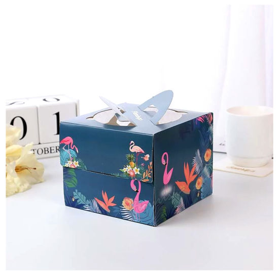 Scatola di immagazzinaggio a forma di torta quadrata con diecut personalizzato