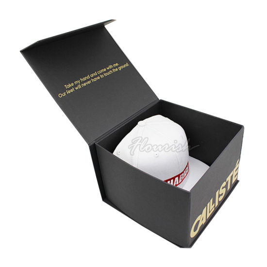 Scatola di carta d'imballaggio e di stoccaggio del cappello del cappuccio di sport del cartone rigido forte che timbra oro caldo