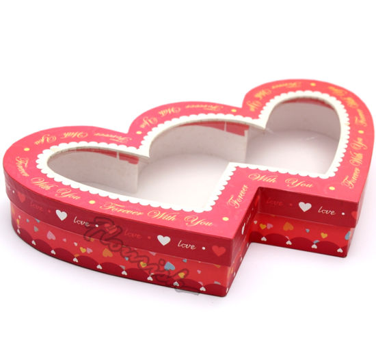 Contenitore di regalo del biscotto del cioccolato del fiore a forma di cuore su ordinazione