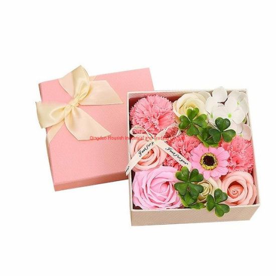 Scatola di carta del fiore di rosa del cartone rigido a forma di cuore quadrato di prezzi all'ingrosso