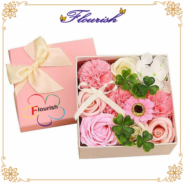 Contenitore di regalo di compleanno del contenitore di regalo di compleanno del contenitore di acquisto del fiore di colore rosa di logo su ordinazione