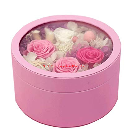 Contenitore di regalo di compleanno del contenitore di regalo di compleanno del contenitore di acquisto del fiore di colore rosa di logo su ordinazione