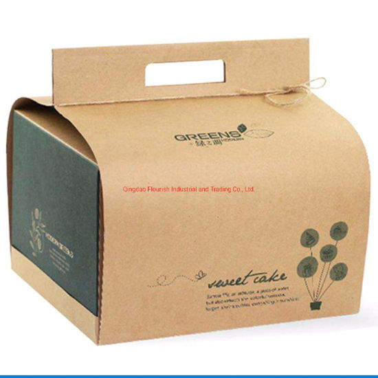 Scatola per pane in carta kraft tinta unita per colazione con portatore
