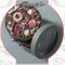 Scatola rotonda in carta kraft marrone con bordo grigio e nastro nero