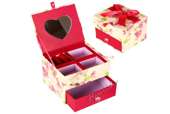 Scatola di immagazzinaggio del regalo del fiore dei gioielli del cartone di stampa su ordinazione con il cassetto