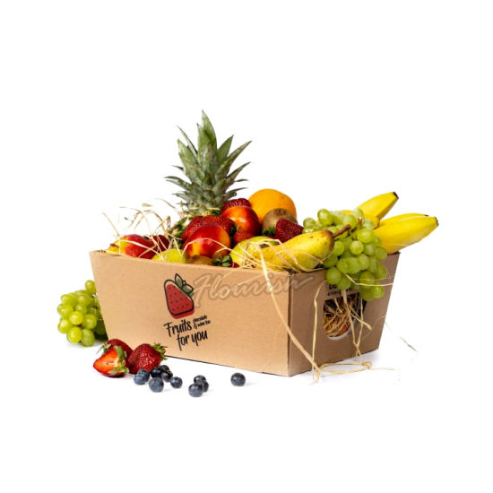 Scatola di imballaggio per frutta e verdura con forte kiwi Pitaya e limone in carta ondulata con manico