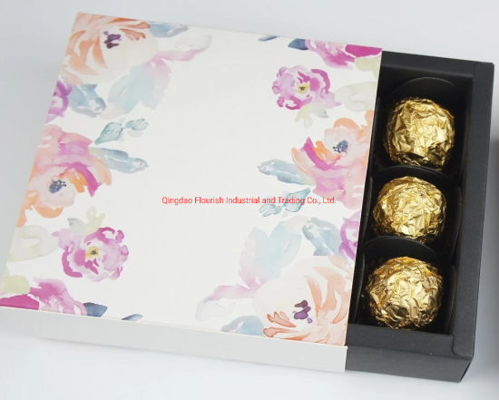 Contenitore di regalo di cioccolato bianco di carta patinata con nastro giallo