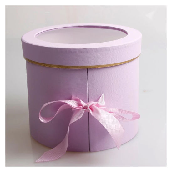 Scatola per matrimonio portatile rotonda in cartone bordeaux fantasia