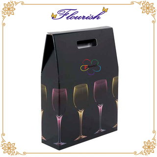 Robusta confezione per vino / bevande con manico fustellato