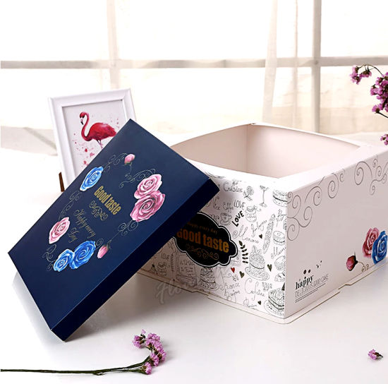 Scatola per torta di compleanno rosa e blu sfumato