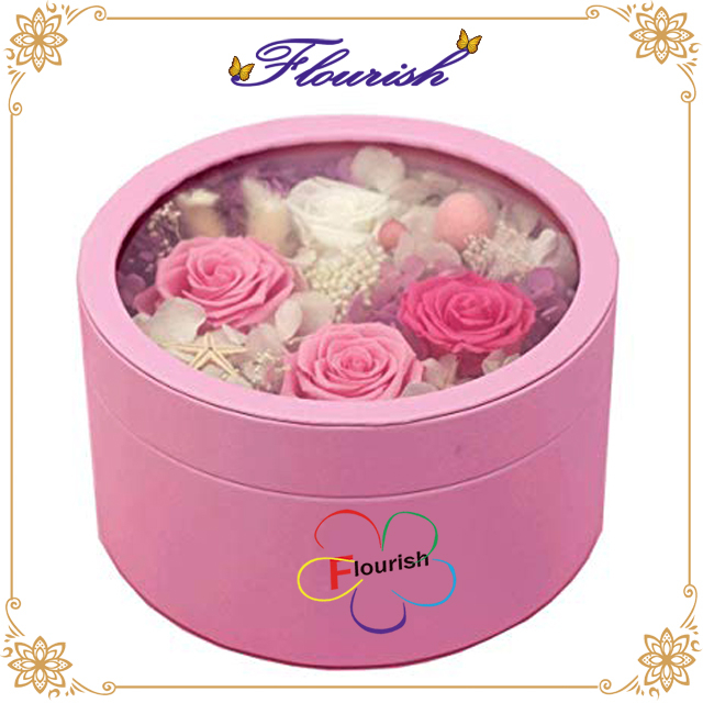 Scatola di cartone d'imballaggio e di tenuta del fiore rosa romantico di colore per cerimonia di nozze