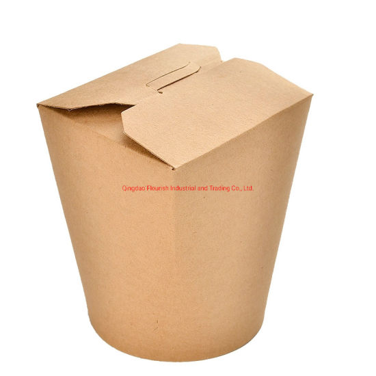 Scatola per ciotola tonda in carta kraft riciclabile con coperchio in plastica