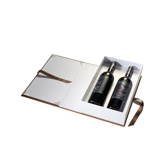Scatola di immagazzinaggio per vino in cartone rigido nero da 3 bottiglie