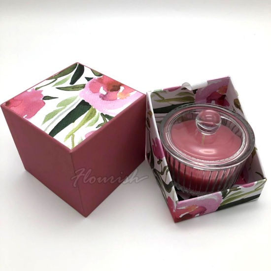 Scatola di immagazzinaggio con set di candele e coperchio di carta grigia personalizzati