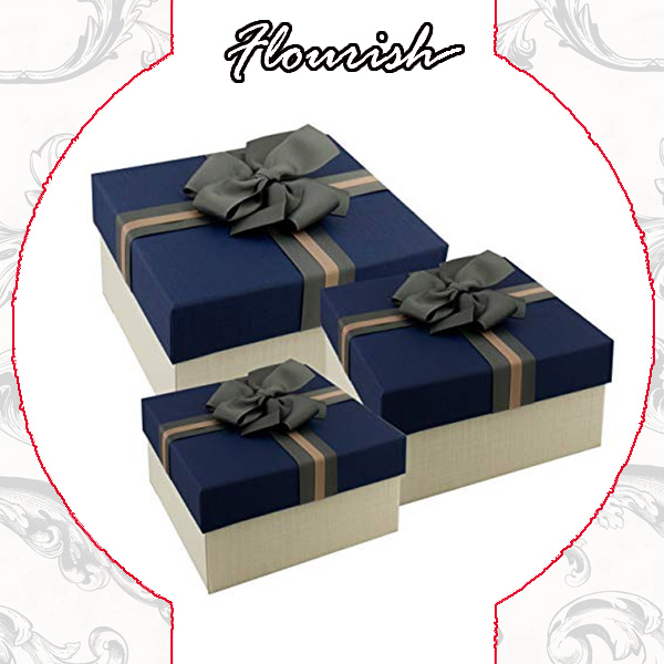 Confezione regalo di lusso con coperchio in carta patinata grigia e base