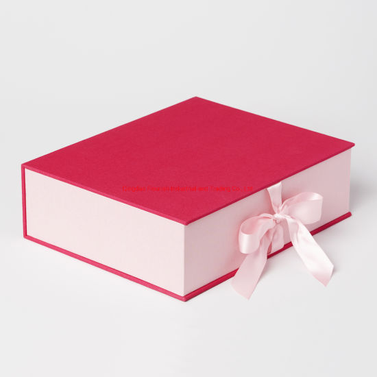 Contenitore di regalo d'imballaggio del vestito da sposa dai vestiti del bambino della carta patinata di colore pieno con il nastro