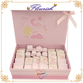 Scatola d'imballaggio del regalo di sorpresa del partito della doccia di compleanno della neonata del cartone rigido di colore rosa dolce
