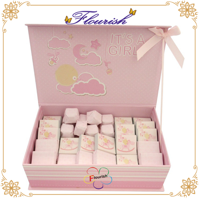 Scatola d'imballaggio del regalo di sorpresa del partito della doccia di compleanno della neonata del cartone rigido di colore rosa dolce