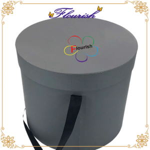 Contenitore di fiore di cartone a forma di rotondo di colore grigio laminato prezzo all'ingrosso