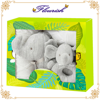 Scatola di finestra giocattolo riciclabile in cartone verde baby shower party