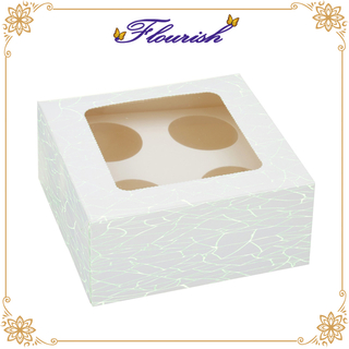 Scatola per vetrine per dessert in cartone bianco con stampa UV