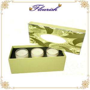 Scatola di immagazzinaggio con set di candele e coperchio di carta grigia personalizzati