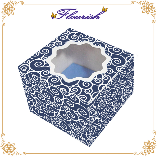 Scatola per torte di finestra di Diecut di colore blu navy operata di fantasia dell'elemento