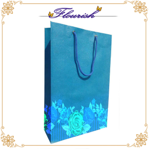 Borsa da imballaggio in carta patinata blu con stampa personalizzata