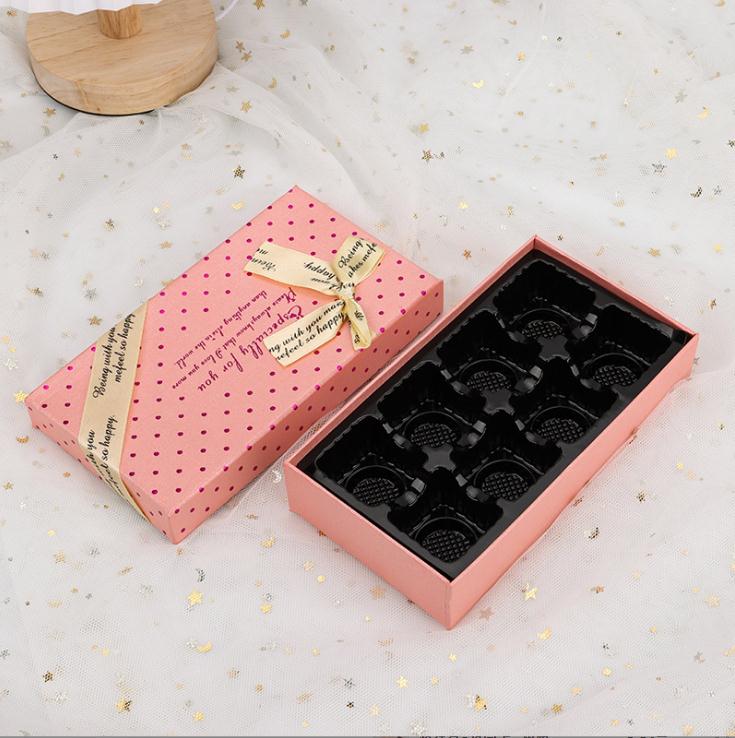 Scatola di carta per imballaggio di cioccolato di colore rosso all'ingrosso con inserto