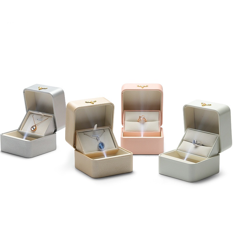 Confezione regalo di gioielli LED in pelle PU di lusso personalizzata