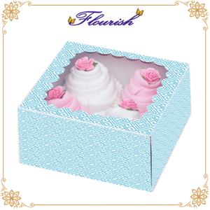 Delicato scatola da forno per cupcake Cupcake in carta patinata di colore blu