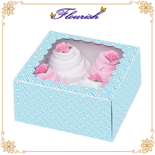 Delicato scatola da forno per cupcake Cupcake in carta patinata di colore blu