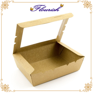 Scatola da pranzo per ufficio in carta kraft marrone riciclabile originale con finestra