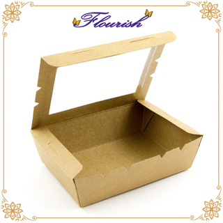 Scatola da pranzo per ufficio in carta kraft marrone riciclabile originale con finestra
