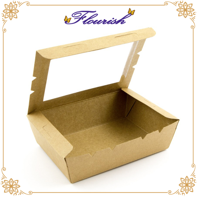 Scatola da pranzo per ufficio in carta kraft marrone riciclabile originale con finestra